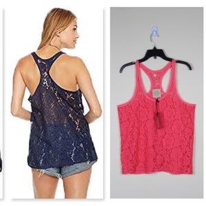 Chaser Lace Basics Racerback Hi Lo Tank.